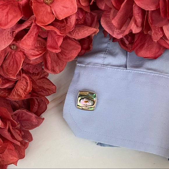 Elegant Abalone Shell Square Silver Cufflinks - Picture 12 of 16